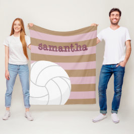 Rose & Kaffee Riesenvolleyball gestreift Fleecedecke