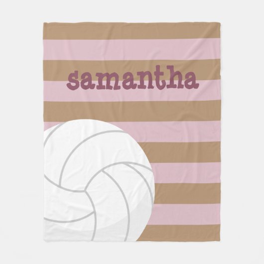 Rose & Kaffee Riesenvolleyball gestreift Fleecedecke (Vorderseite)