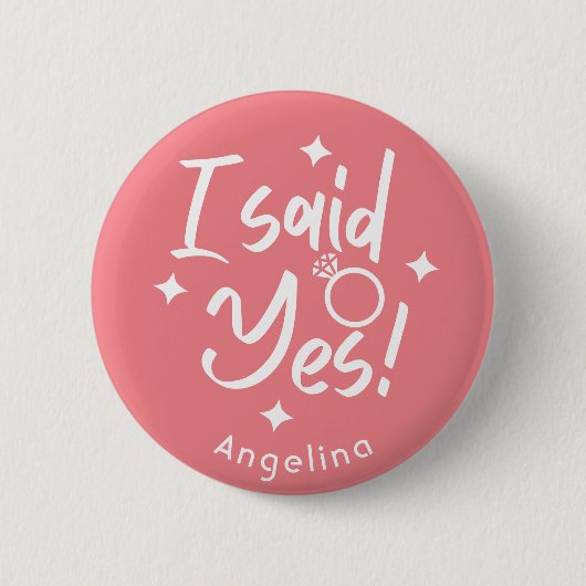 Rose Kalligrafie sagte ich Ja Bride's Personalisie Button (Vorderseite)