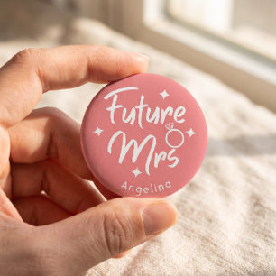 Rose Kalligrafische zukünftige Mrs personalisierte Button