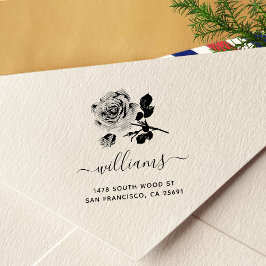Rose Kalligraphie Rücksendeadresse Permastempel