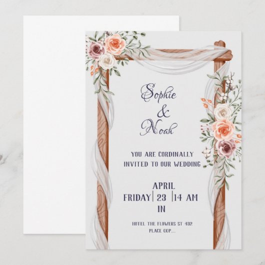 Rose-Kartenvorzeige Einladung (Vorne/Hinten)