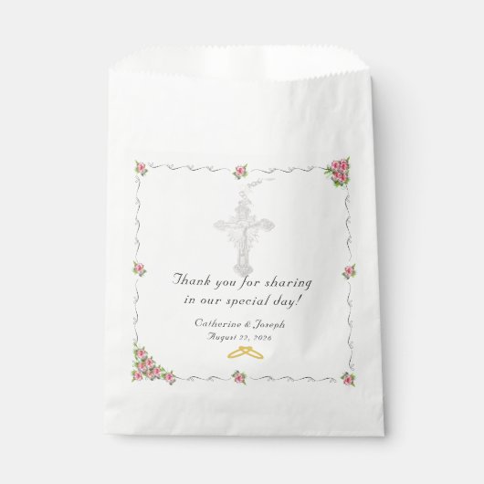 Rose Katholische Gastgeschenk Hochzeit Geschenktütchen (Vorderseite)