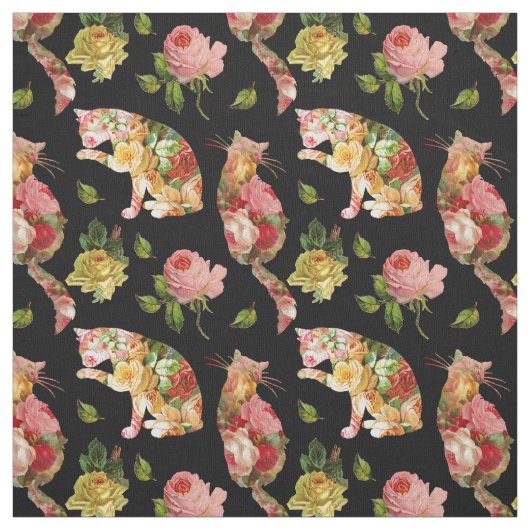 Rose Kätzchen Vintag Blumengewebe Stoff (Muster)