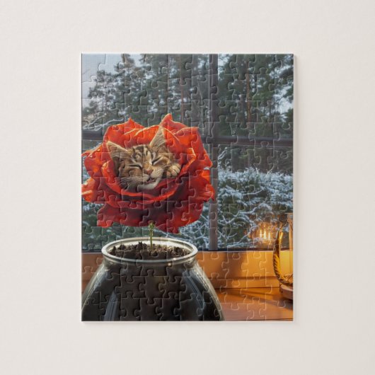 Rose Katzen Traum Puzzle (Vertikal)