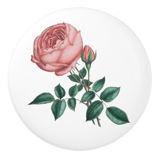 Rose Keramikknauf (Vorderseite)