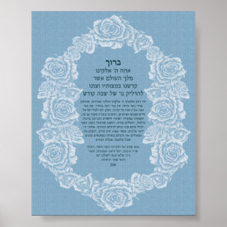 Rose Kerzenlicht Segen - blau Poster