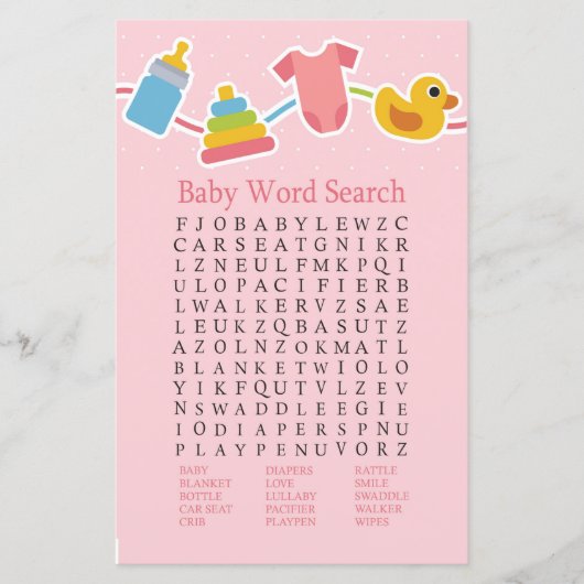 Rose Kinderspielzeug Kinderdusche Word Search Game (Vorderseite)