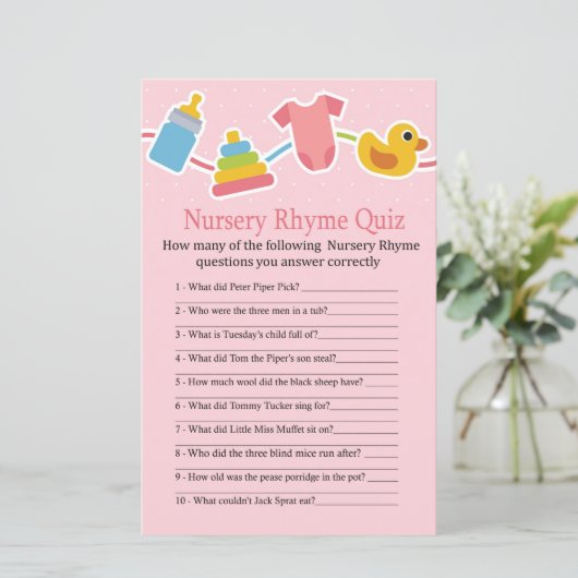 Rose Kinderspielzeug Kinderzimmer Rhyme Quiz Kinde (Stehend Vorderseite)