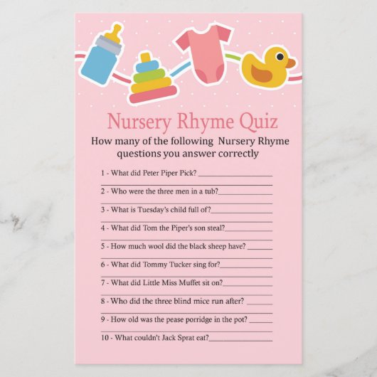 Rose Kinderspielzeug Kinderzimmer Rhyme Quiz Kinde (Vorderseite)