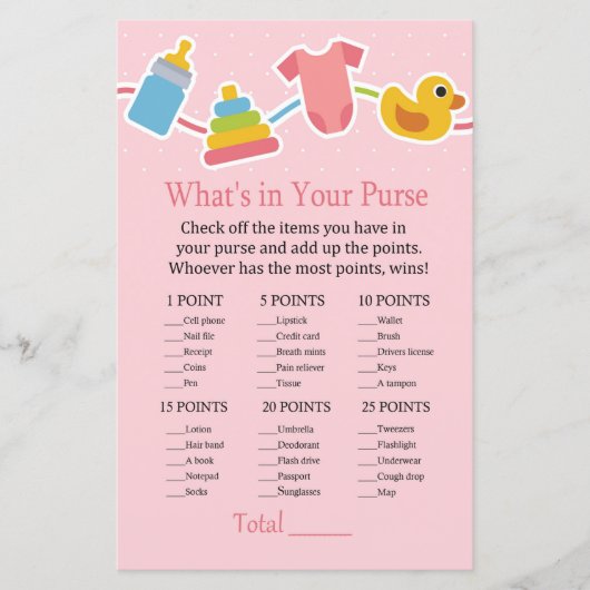 Rose Kinderspielzeug Was ist in Ihrem Handtaschens (Vorderseite)