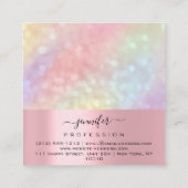 Rose KISS LIPS Makeup Artist Unicorn Holograph Quadratische Visitenkarte (Rückseite)