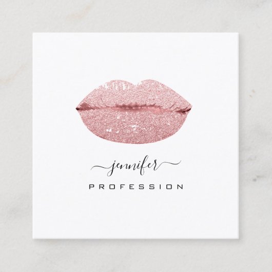 Rose KISS LIPS Makeup Artist White Social Media Quadratische Visitenkarte (Vorderseite)