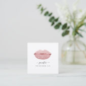 Rose KISS LIPS Makeup Artist White Social Media Quadratische Visitenkarte (Stehend Vorderseite)