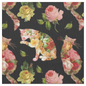 Rose Kitties Vintage Blumenstoff Stoff (Nahaufnahme)