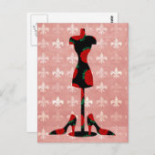 Rose Kleidung Form und Heels Postkarte (Vorne/Hinten)