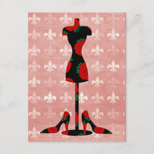 Rose Kleidung Form und Heels Postkarte