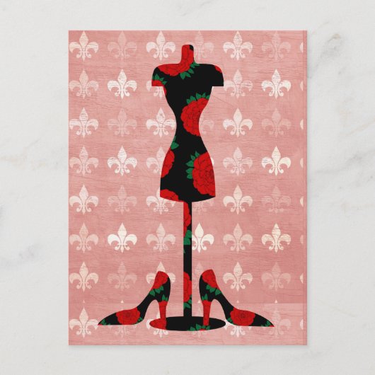 Rose Kleidung Form und Heels Postkarte (Vorderseite)