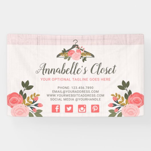 Rose-Kleidung für Blumenbeete Boutique Banner (Horizontal)