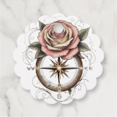 Rose Kompass Tattoo-Inspiriert Design Geschenkanhänger (Rückseite)