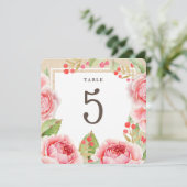 Rose | Kraft Paper Party Tischnummern (Stehend Vorderseite)