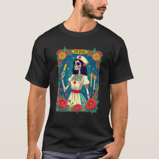 Rose Krankenpflege Skelett Frauen Tarot Karte los  T-Shirt