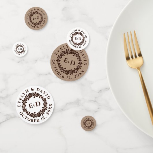 Rose-Kranz auf rustikale Kraftpapierhochzeit Konfetti (Gruppe)