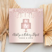 Rose Kuchen Gold Glitzer Tropfen Konditorei Koch Quadratische Visitenkarte