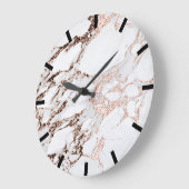 Rose Kupfer Gold Carrara Marmor Schwarz-weiß Stone Große Wanduhr (Winkel)