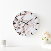 Rose Kupfer Gold Carrara Marmor Schwarz-weiß Stone Große Wanduhr (Zuhause)