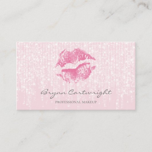 Rose Küss Lippen mit subtilen Twinkle Lights Makeu Visitenkarte (Vorderseite)