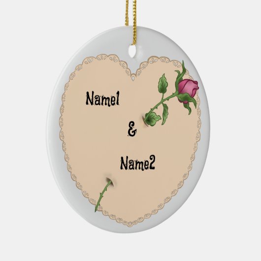 Rose Lacy Heart Keramik Ornament (Rechts)