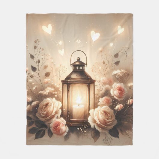 Rose Lantern Glow Bouquet Fleecedecke (Vorderseite)