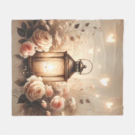Rose Lantern Glow Bouquet Fleecedecke (Vorderseite (Horizontal))