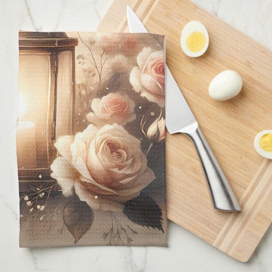 Rose Lantern Glow Bouquet Geschirrtuch (Viertel Falte)