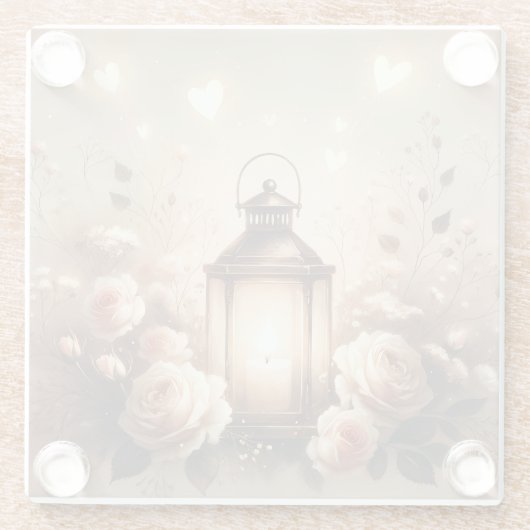 Rose Lantern Glow Bouquet Glasuntersetzer (Rückseite)