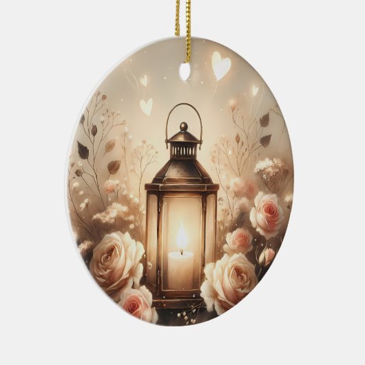 Rose Lantern Glow Bouquet Keramik Ornament (Rechts)