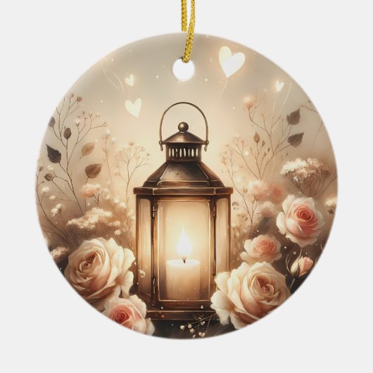 Rose Lantern Glow Bouquet Keramik Ornament (Vorne)