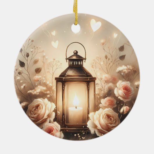 Rose Lantern Glow Bouquet Keramik Ornament (Hinten)