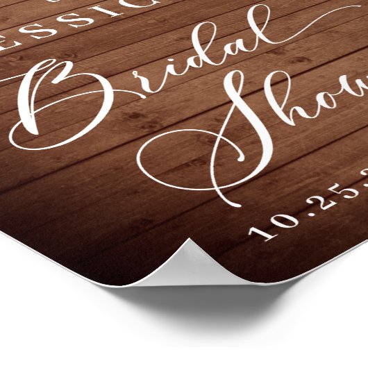 Rose Lantern Rustikales Holz Brautparty Poster (Ecke)