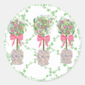 Rose Lattice Green Topiary Ginger Jars Glas Runder Aufkleber (Vorderseite)