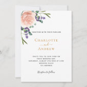 Rose Lavendel Blumen Hochzeit Einladung (Vorderseite)