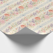 Rosé Lavendel Blumen Streifen Wasserfarbe Geschenk Geschenkpapier (Ecke)