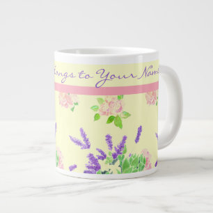 Rose, Lavendel, Mock Orange Wasserfarbmuster Jumbo-Tasse