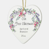 Rose Lavender und Eukalyptus | Erste WeihnachtsWei Keramik Ornament (Links)