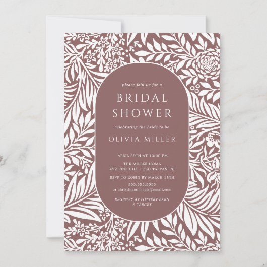 Rose Leaf Blumendusche Einladung (Vorderseite)