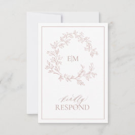 Rose-Leafy-Wappen-Monogram-RSVP-Karte RSVP Karte