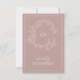 Rose-Leafy-Wappen-Monogram-RSVP-Karte RSVP Karte