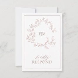 Rose-Leafy-Wappen-Monogram-RSVP-Karte RSVP Karte