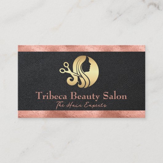 Rose | Leder | Salon-Logo Visitenkarte (Vorderseite)